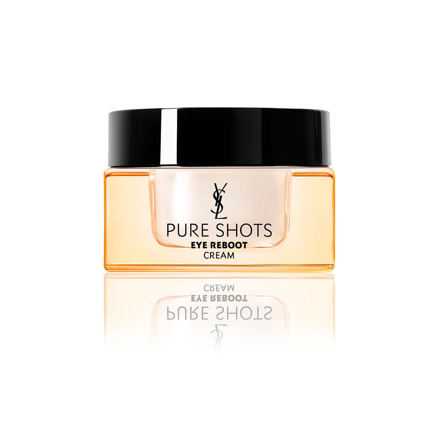 YSL Pure Shots Eye Reboot Cream 15ml packshot, front view, small rectangular jar with a light orange cream.