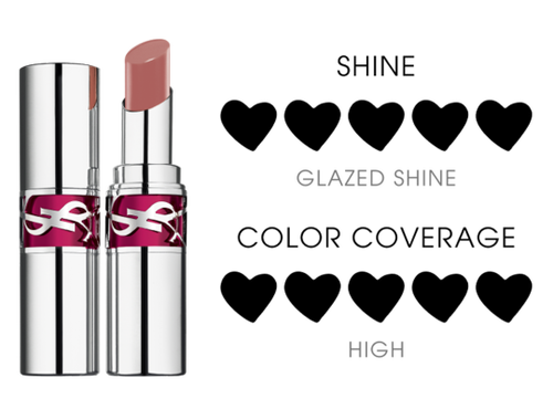 YSL LOVESHINE Candy Glaze in shade 15, packshot showing opened and closed, highlighting its vibrant fuchsia and silver casing