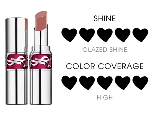 YSL LOVESHINE Candy Glaze in shade 15, packshot showing opened and closed, highlighting its vibrant fuchsia and silver casing
