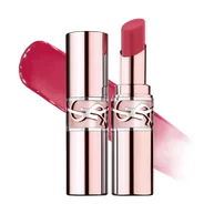 YSL LOVESHINE CANDY GLOW lip balm shade 11B with open and closed lipstick in rose gold Cassandre packaging.