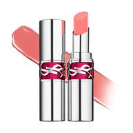 YSL LOVESHINE CANDY GLAZE packshot with open and closed silver tube in shade 18 Bubble Gum.