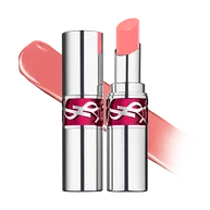 YSL LOVESHINE CANDY GLAZE packshot with open and closed silver tube in shade 18 Bubble Gum.