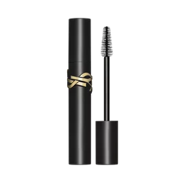 Lash Clash Mascara, open and closed, showcasing the black tube and brush with the gold YSL logo.