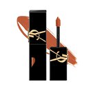 YSL The Inks Vinyl Cream in shade 810, featuring a black tube with a gold YSL logo and a heart-shaped cutout revealing the orange shade.