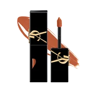 YSL The Inks Vinyl Cream in shade 810, featuring a black tube with a gold YSL logo and a heart-shaped cutout revealing the orange shade.