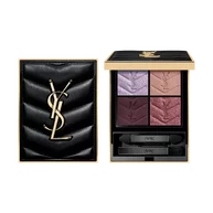 YSL Couture Mini Clutch eyeshadow palette, shade 840 Magnetic Purple, opened to show four shades and applicators.