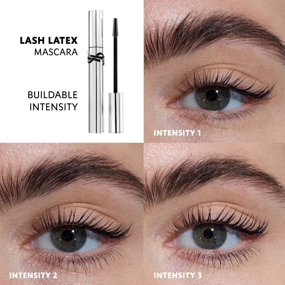 YSL Lash Latex Mascara results on short, straight, long, and curled lashes.