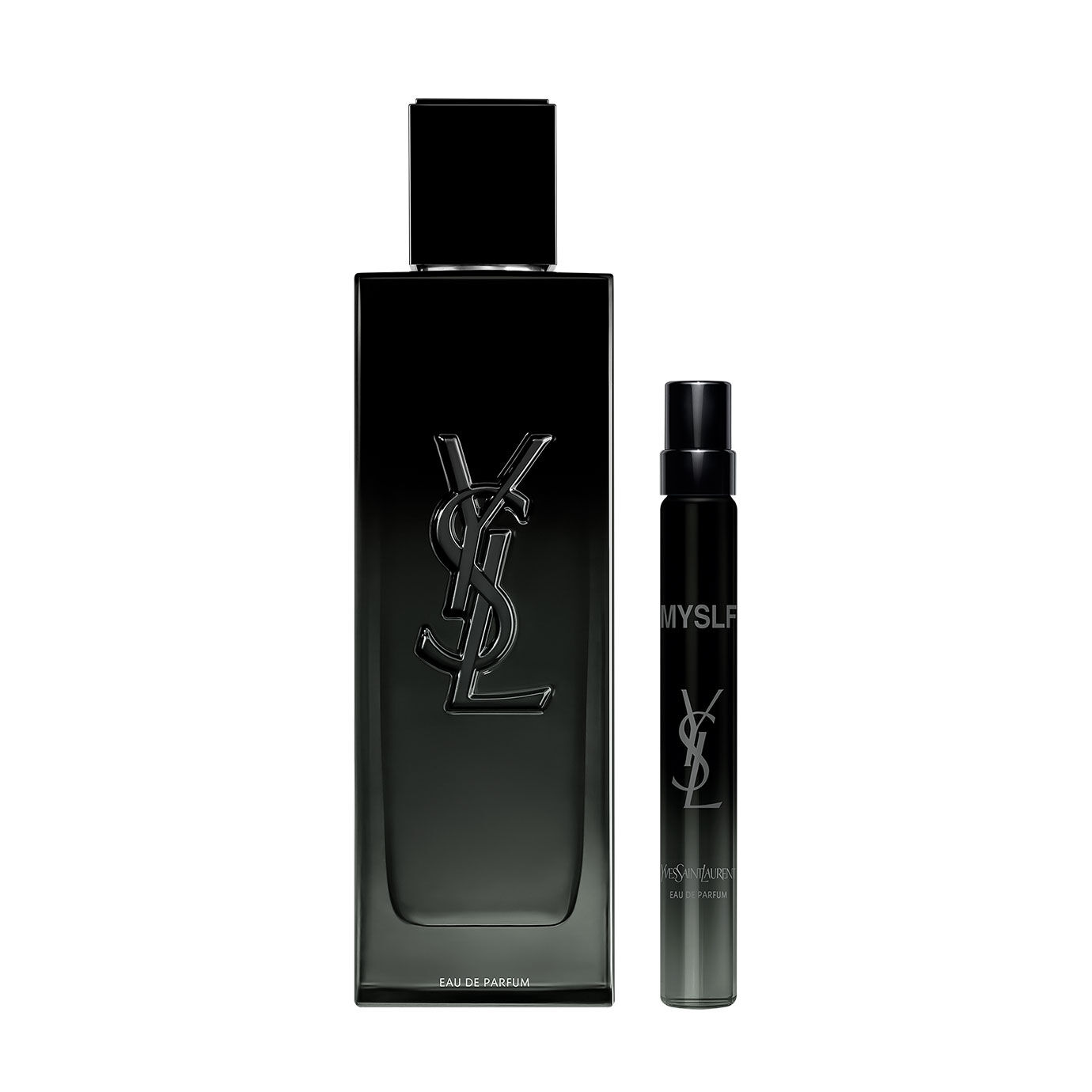 YSL MYSLF Eau de Parfum 40ml and 10ml bottles.