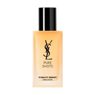 YSL Pure Shots Stability Reboot Emulsion 75ml packshot, front view, rectangular bottle with light orange emulsion.