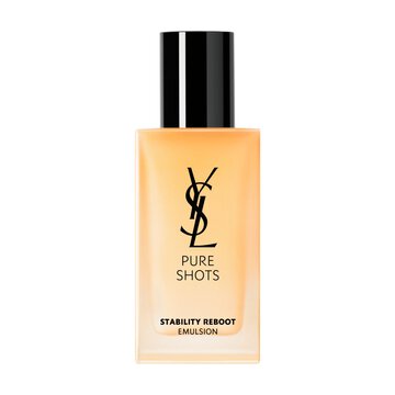YSL Pure Shots Stability Reboot Emulsion 75ml packshot, front view, rectangular bottle with light orange emulsion.