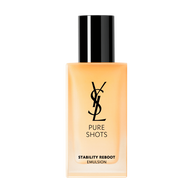 YSL Pure Shots Stability Reboot Emulsion 75ml packshot, front view, rectangular bottle with light orange emulsion.