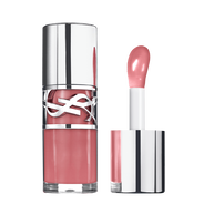YSL Loveshine Plumping Lip Oil Gloss in shade 44, sleek silver and transparent design, shown open and closed.