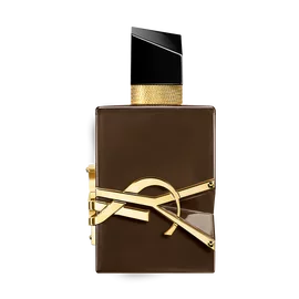 Libre Santal Couture bottle in glazed brown with oversized golden YSL Cassandre.