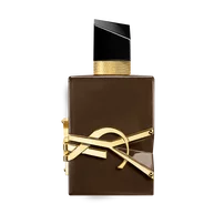 Libre Santal Couture bottle in glazed brown with oversized golden YSL Cassandre.