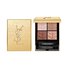 Couture Mini Clutch Collector palette shade 25 with textured gold case and embossed YSL logo, shown open and closed.