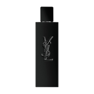 MYSLF Le Parfum, black matte bottle with black cap and metallic YSL Cassandre logo engraved on the glass.