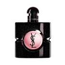 Black Opium Eau de Parfum in a black glitter bottle with a pink center, featuring the YSL logo.