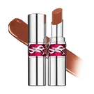 YSL LOVESHINE CANDY GLAZE packshot with open and closed silver tube in shade 19 Salted Caramel.