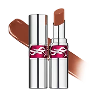 YSL LOVESHINE CANDY GLAZE packshot with open and closed silver tube in shade 19 Salted Caramel.