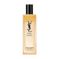 YSL Pure Shots Stability Reboot Bi-Essence 150ml packshot, front view, clear bottle with bi-phase golden liquid.