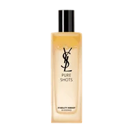 YSL Pure Shots Stability Reboot Bi-Essence 150ml packshot, front view, clear bottle with bi-phase golden liquid.