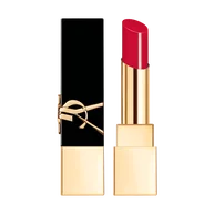 Rouge Pur Couture The Bold lipstick in a vibrant red shade, with a black and gold case featuring the YSL logo.