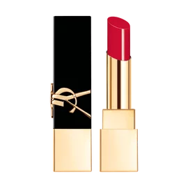 Rouge Pur Couture The Bold lipstick in a vibrant red shade, with a black and gold case featuring the YSL logo.
