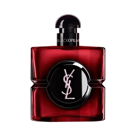 Black Opium Over Red bottle in deep red lacquer with a black center and YSL logo.