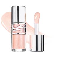 YSL LOVESHINE Plumping Gloss in 'Stardust Love' shade 10, with applicator and a shimmering texture swatch.
