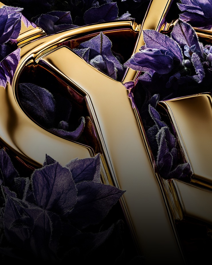 Close-up of golden YSL Cassandre and purple Diva Lavender. 