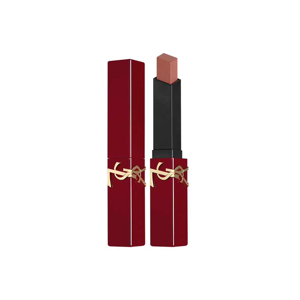 YSL The Slim Collector in shade #1961 Nude Fizz with square bullet and burgundy case.