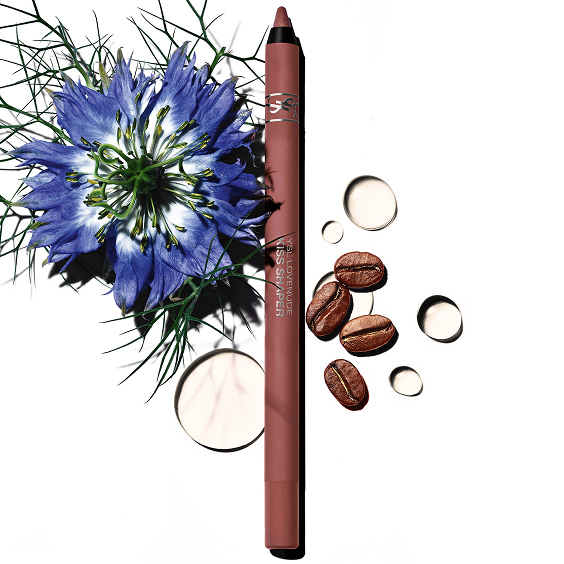 YSL LOVENUDE KISS SHAPER lip liner with flowers and nude pigment ingredients.